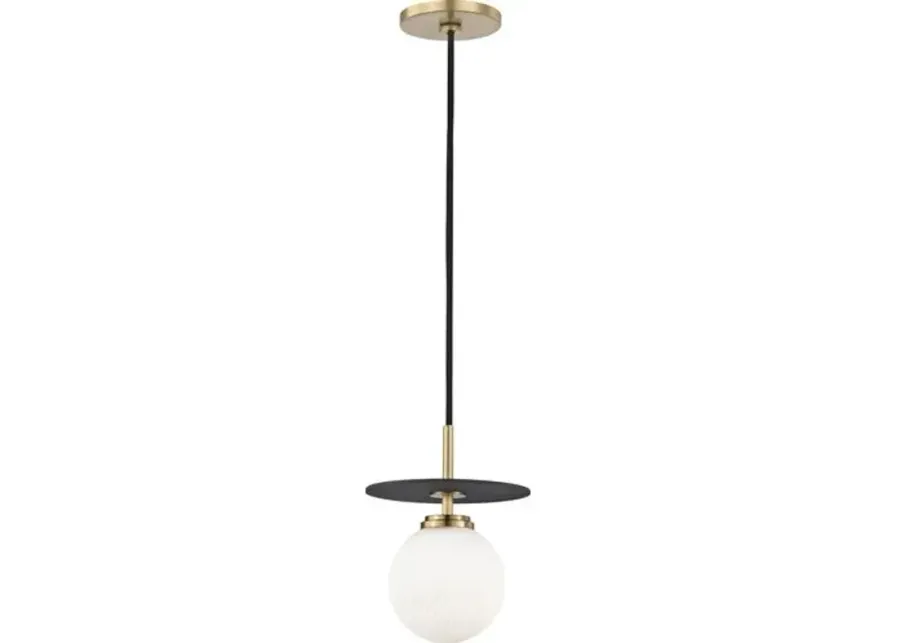 Darien Pendant - Aged Brass/Black - White