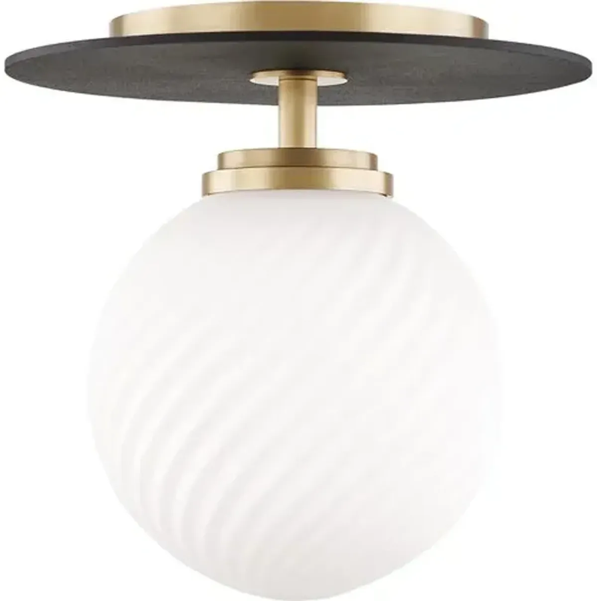 Darien Semi Flush Mount - Aged Brass/Black - White