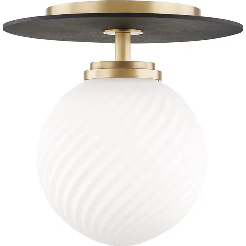 Darien Semi Flush Mount - Aged Brass/Black - White