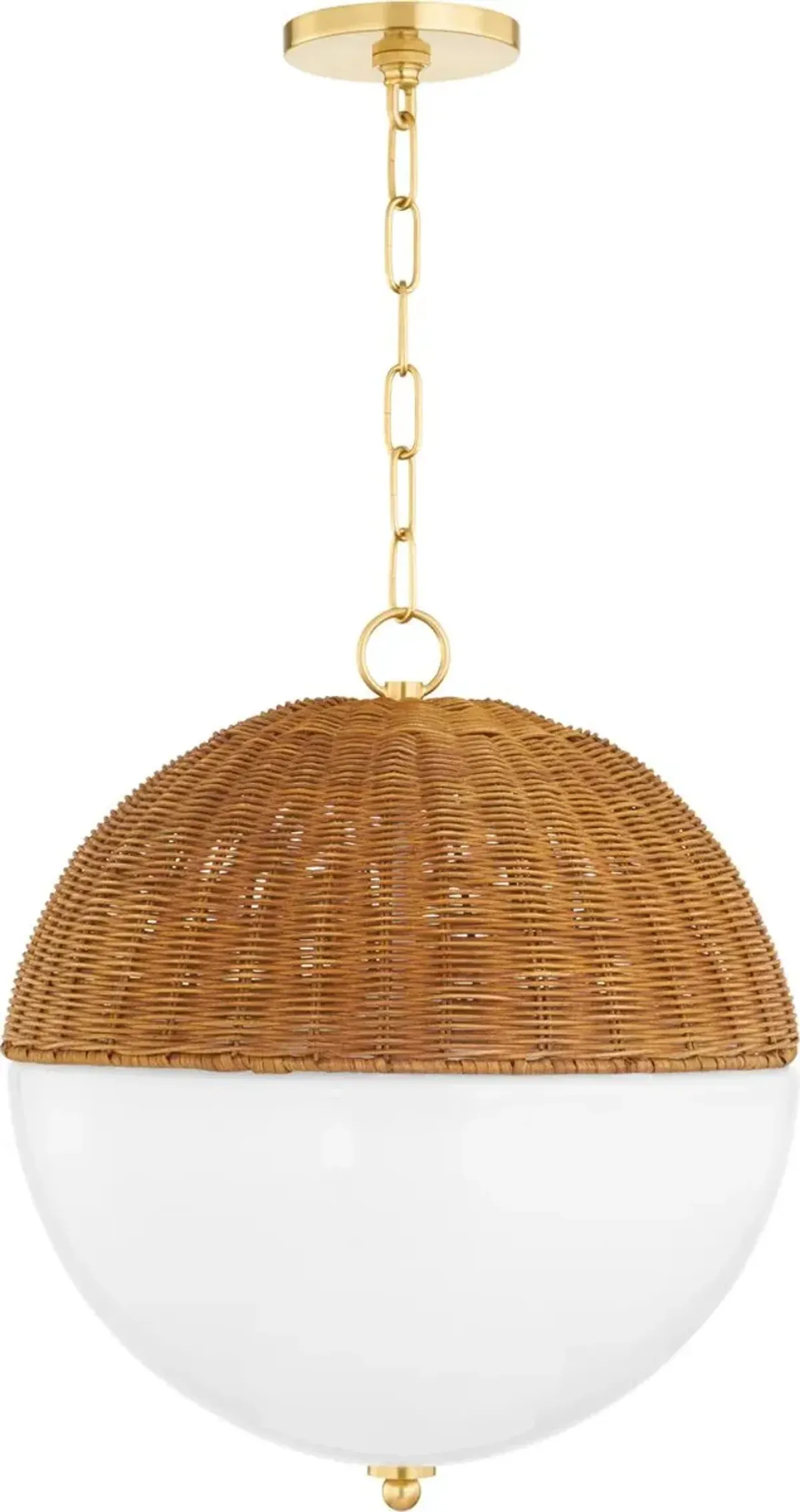 Saskia Rattan Globe Pendant - Natural/White - Beige
