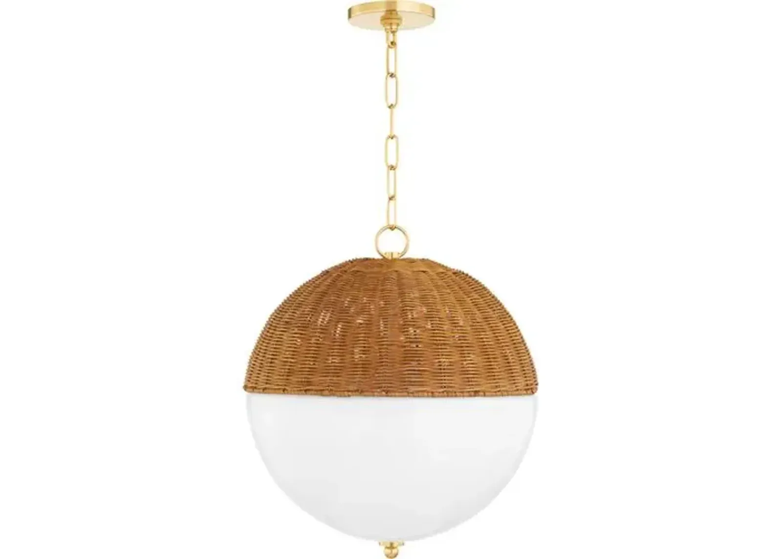 Saskia Rattan Globe Pendant - Natural/White - Beige