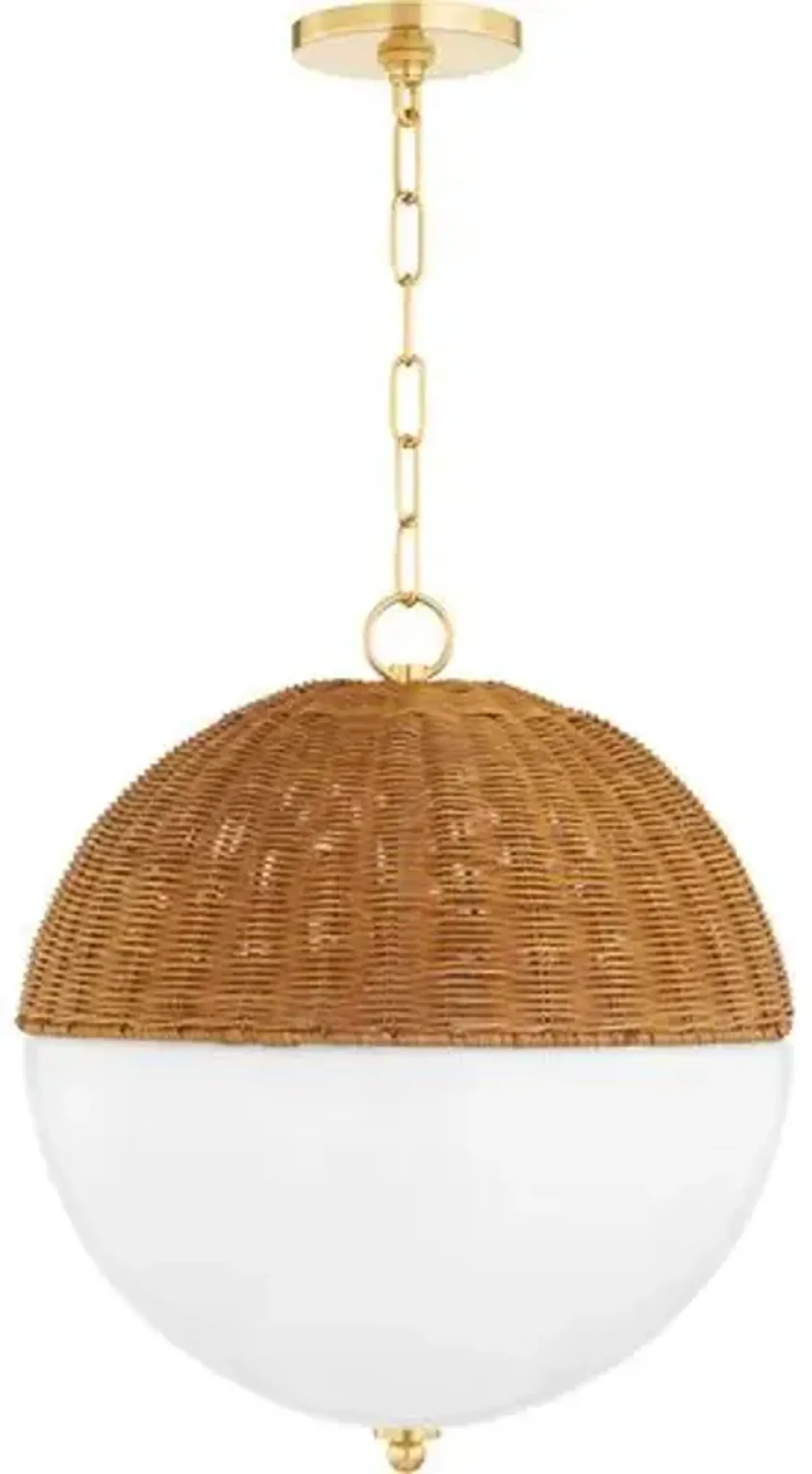 Saskia Rattan Globe Pendant - Natural/White - Beige