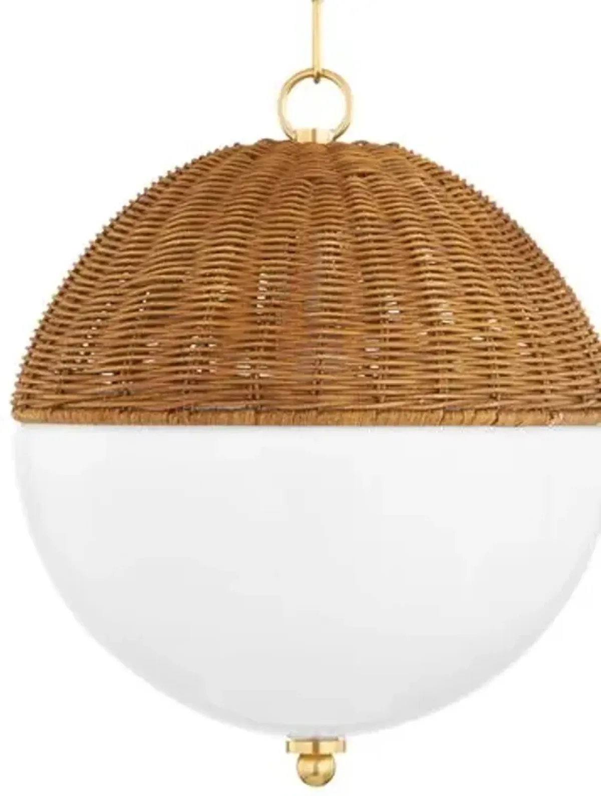 Saskia Rattan Globe Pendant - Natural/White - Beige