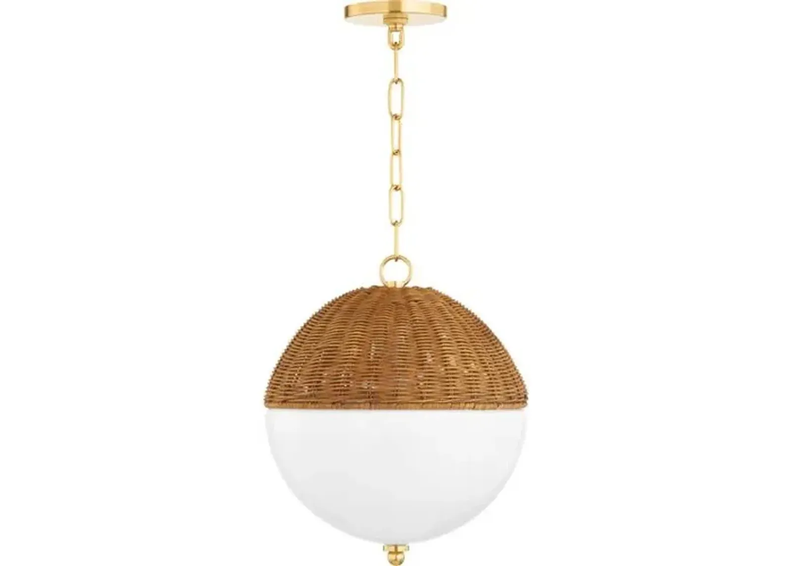 Saskia Rattan Globe Pendant - Natural/White - Beige