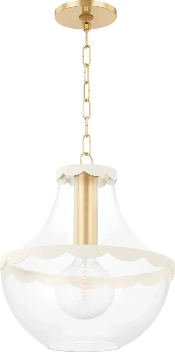 Carrie Scalloped Glass Pendant - Gold