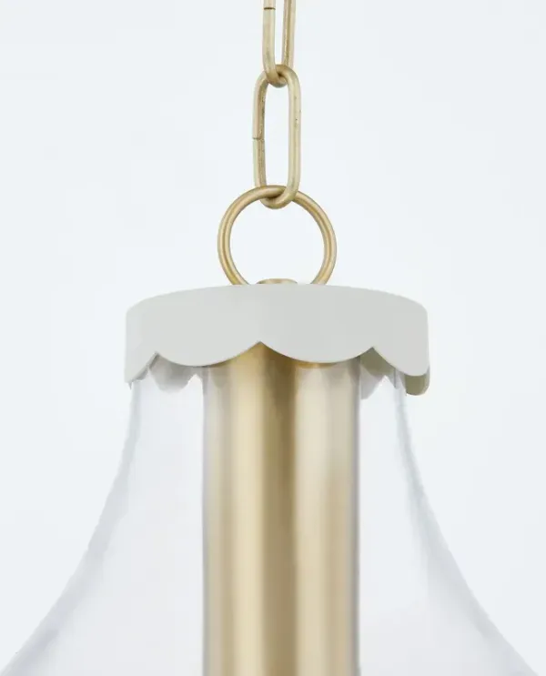 Carrie Scalloped Glass Pendant - Gold