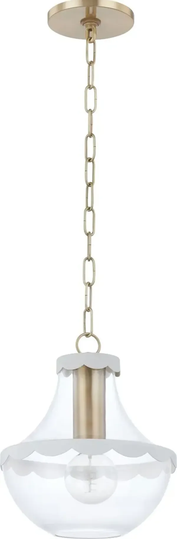 Carrie Scalloped Glass Pendant - Gold