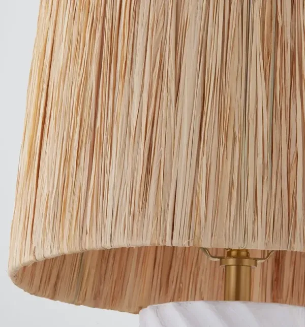 Rosalind Table Lamp - White/Raffia - Beige