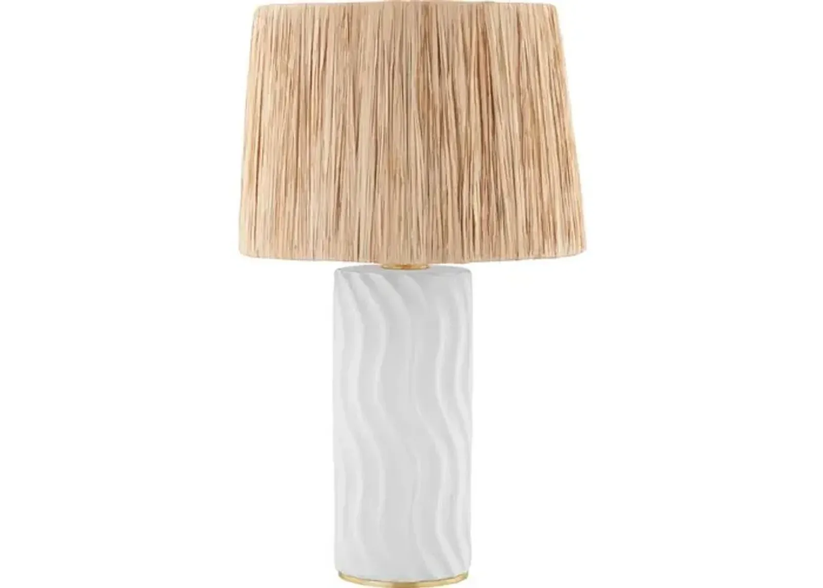 Rosalind Table Lamp - White/Raffia - Beige