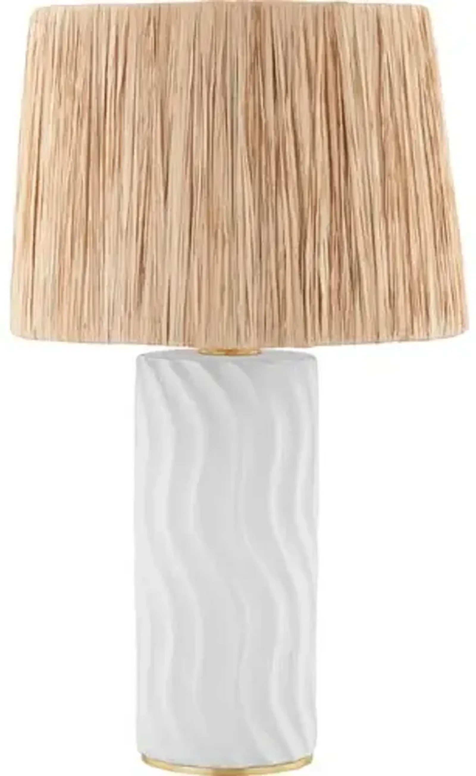 Rosalind Table Lamp - White/Raffia - Beige