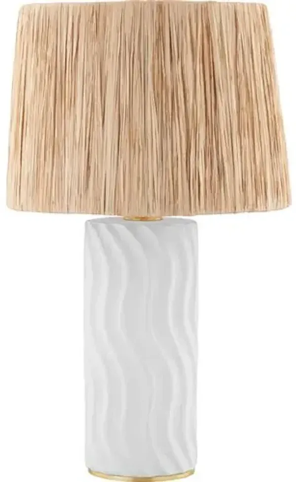 Rosalind Table Lamp - White/Raffia - Beige
