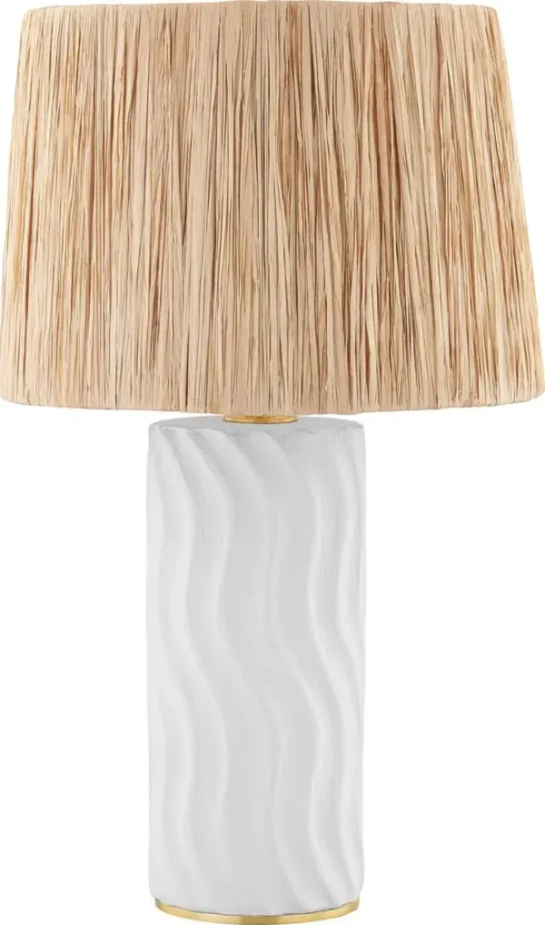 Rosalind Table Lamp - White/Raffia - Beige
