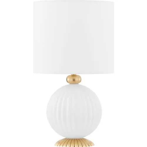 Veronica Table Lamp - Aged Brass - White