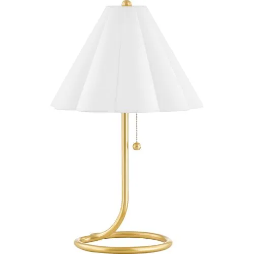 Tacita Scallop Shade Table Lamp - White/Aged Brass - Gold