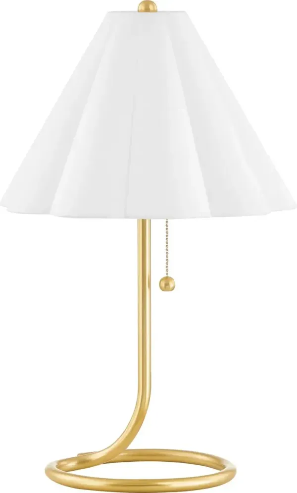 Tacita Scallop Shade Table Lamp - White/Aged Brass - Gold