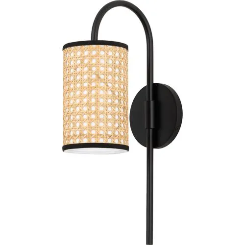 Cosette Wall Sconce - Natural Cane/Soft Black - Beige