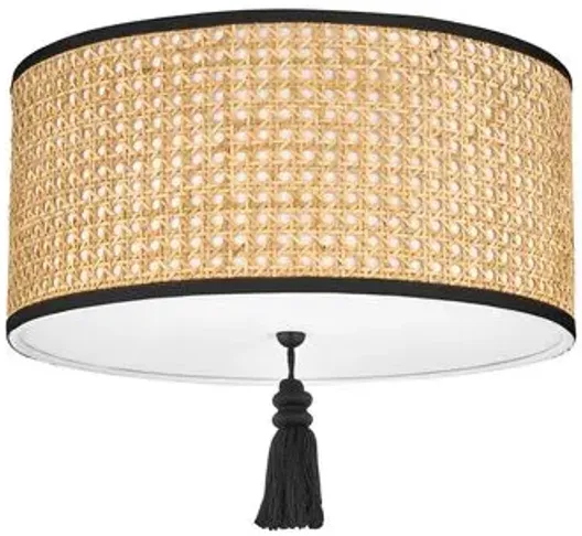 Cosette Flush Mount - Natural Cane/Soft Black - Beige