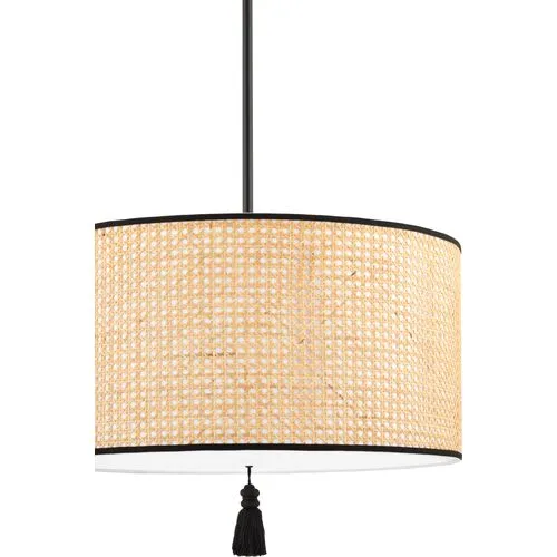 Cosette Pendant - Natural Cane/Soft Black - Beige