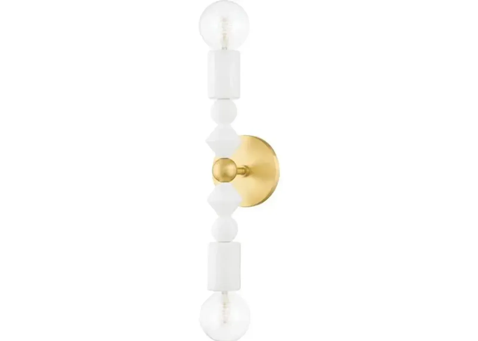 Kezia 2-Light Wall Sconce - White/Aged Brass - Gold