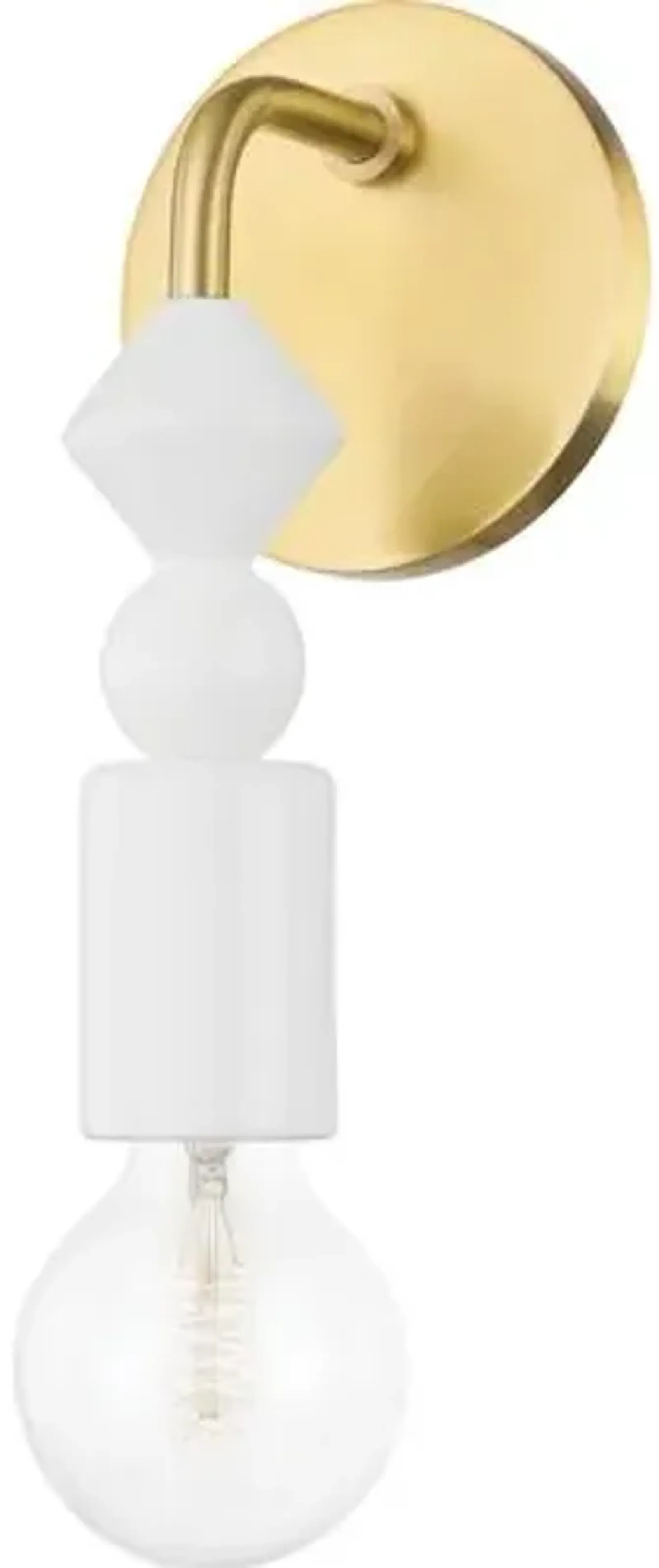 Kezia 1-Light Wall Sconce - White/Aged Brass - Gold