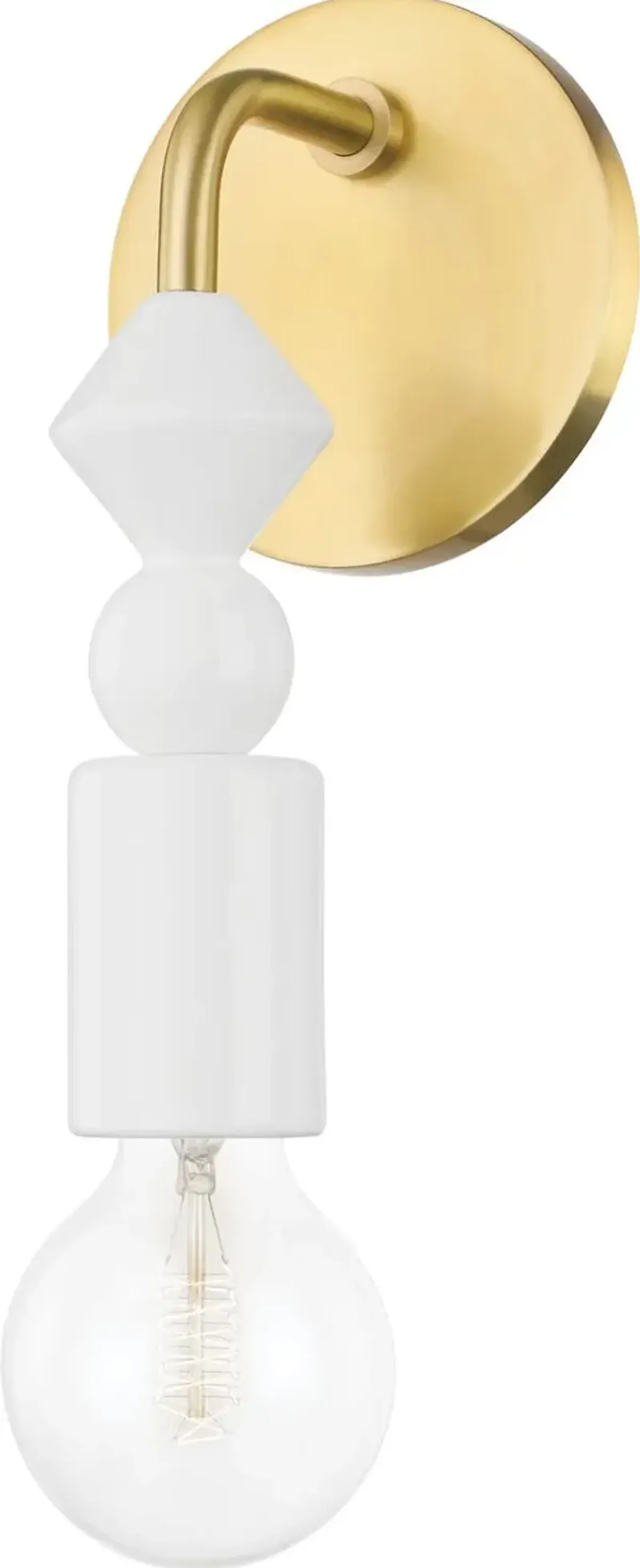 Kezia 1-Light Wall Sconce - White/Aged Brass - Gold