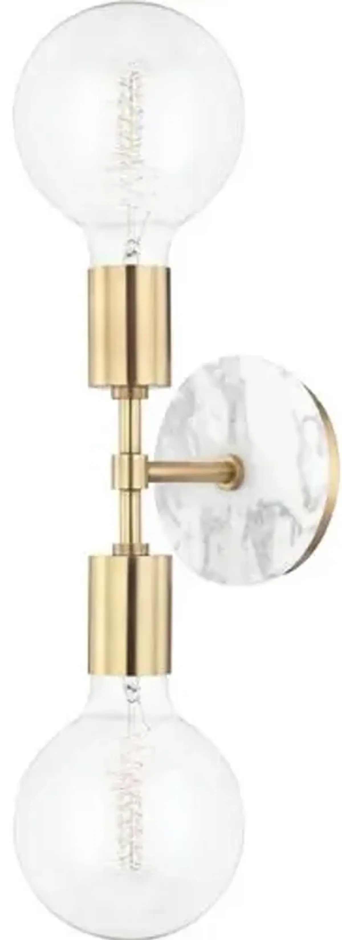 Nyla 2-Light Wall Sconce - Aged Brass - Gold