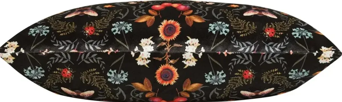 Janna 13x22 Garden Lumbar Pillow, Black/Multi