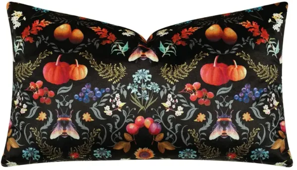 Janna 13x22 Garden Lumbar Pillow, Black/Multi