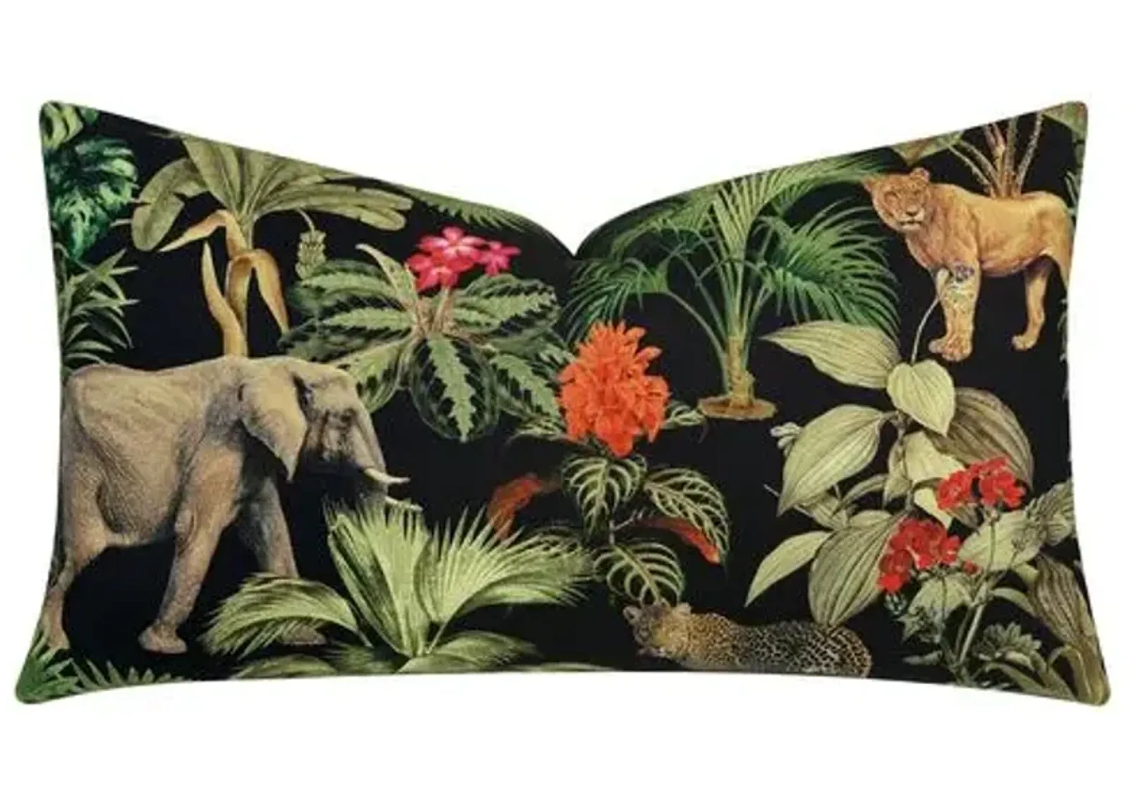 Mowgli Jungle Lumbar Pillow - Black