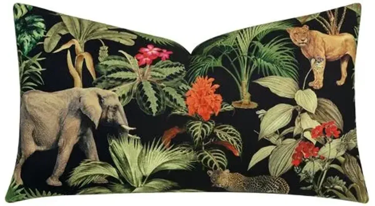 Mowgli Jungle Lumbar Pillow - Black