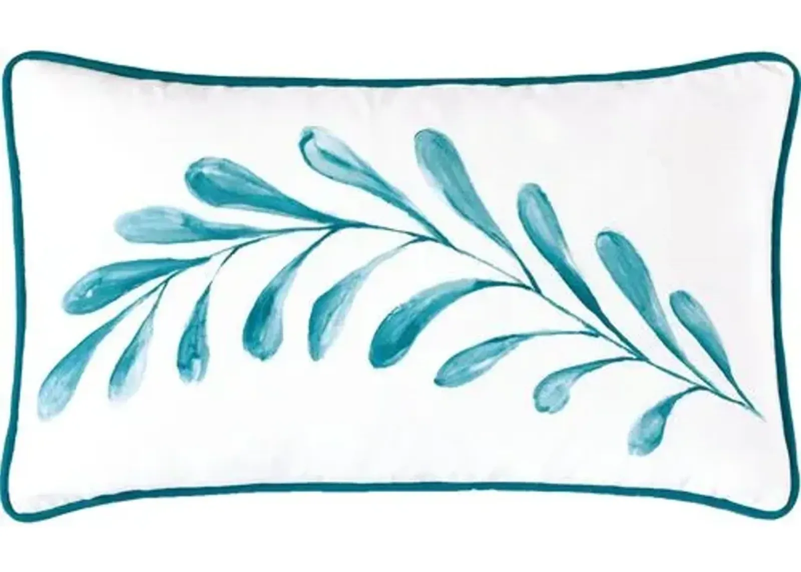 Azalea 13x22 Hand-painted Lumbar Pillow - White/Blue