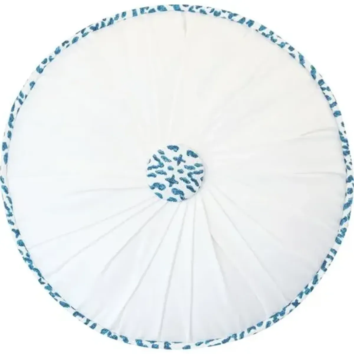 Azalea 14x14 Round Tambourine Pillow - White/Blue