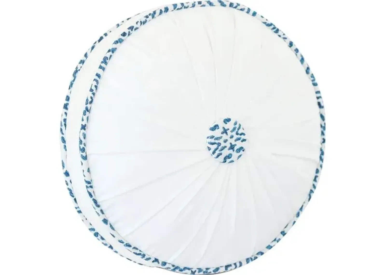 Azalea 14x14 Round Tambourine Pillow - White/Blue