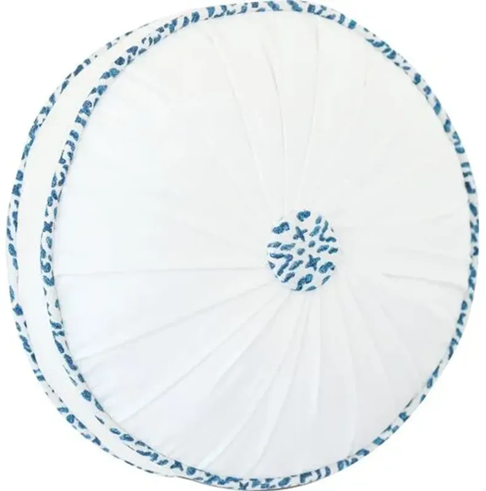 Azalea 14x14 Round Tambourine Pillow - White/Blue