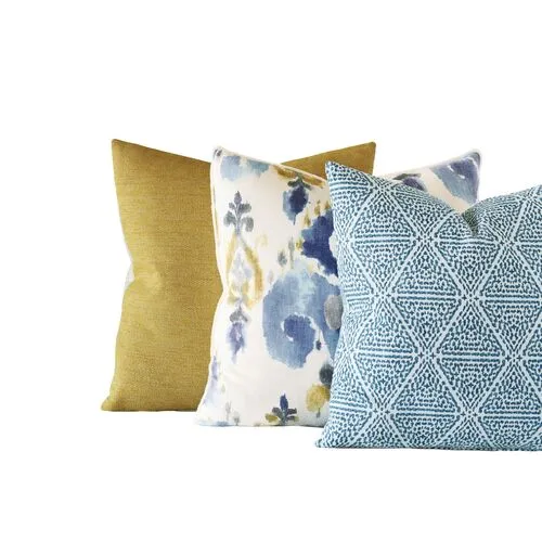 Azalea Geometric Pillow - Blue/White