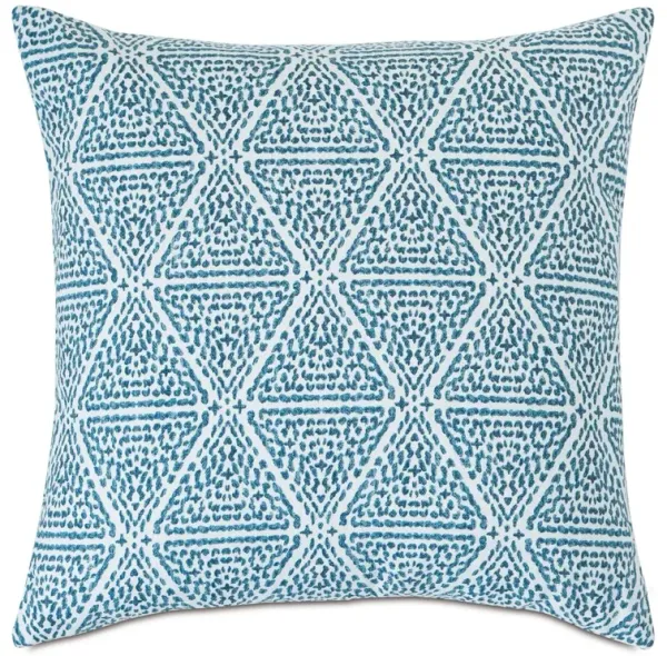 Azalea Geometric Pillow, Blue/White