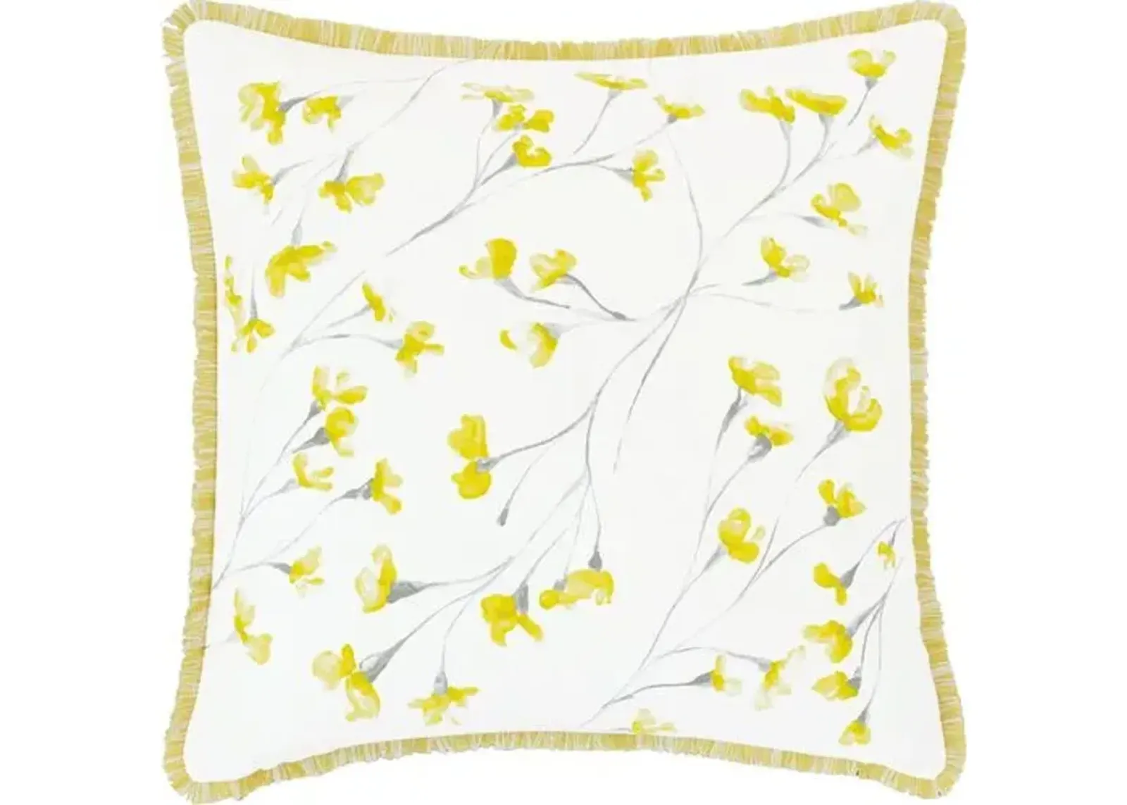 Marigold 20x20 Handpainted Pillow - White/Yellow