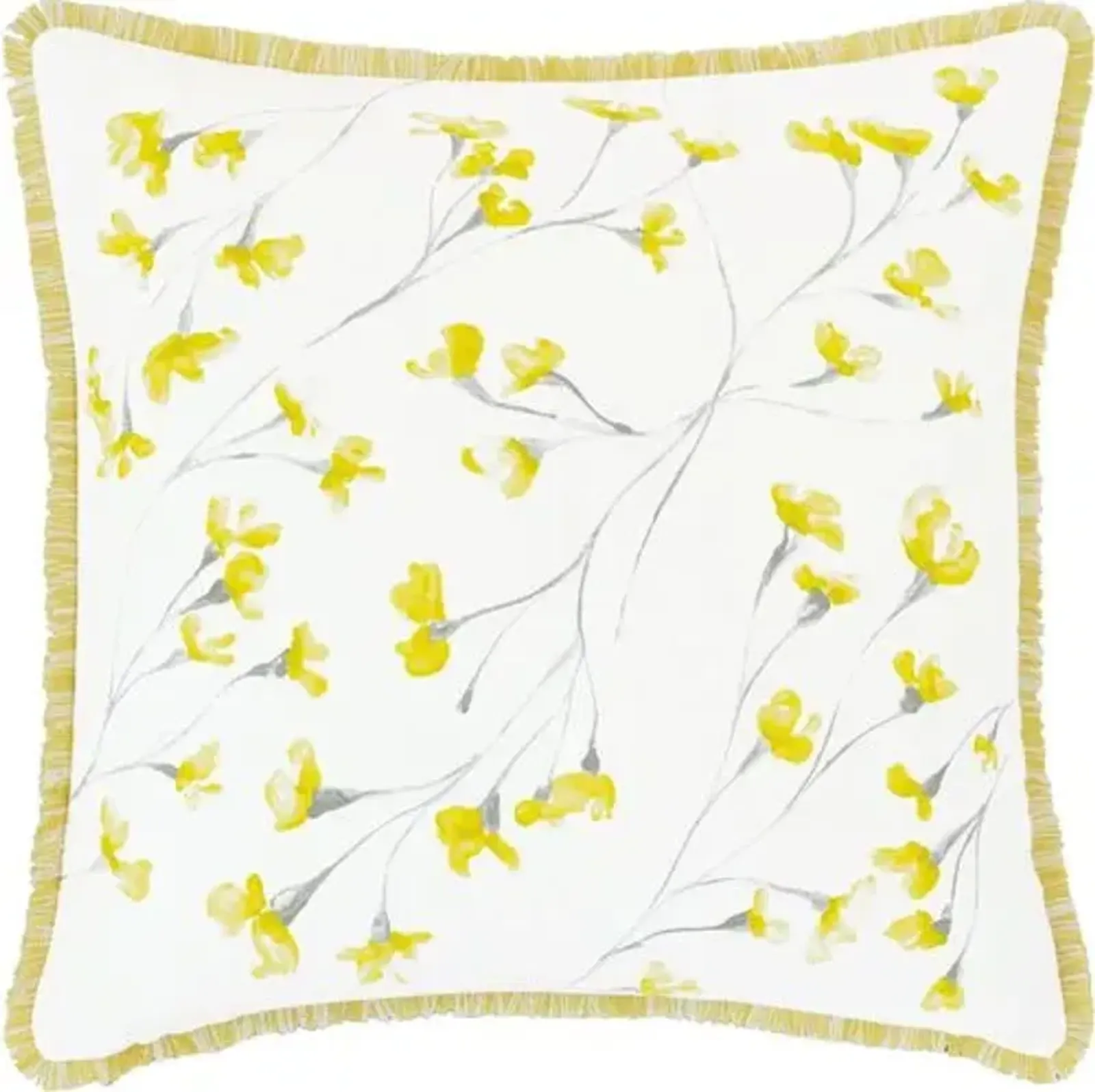 Marigold 20x20 Handpainted Pillow - White/Yellow