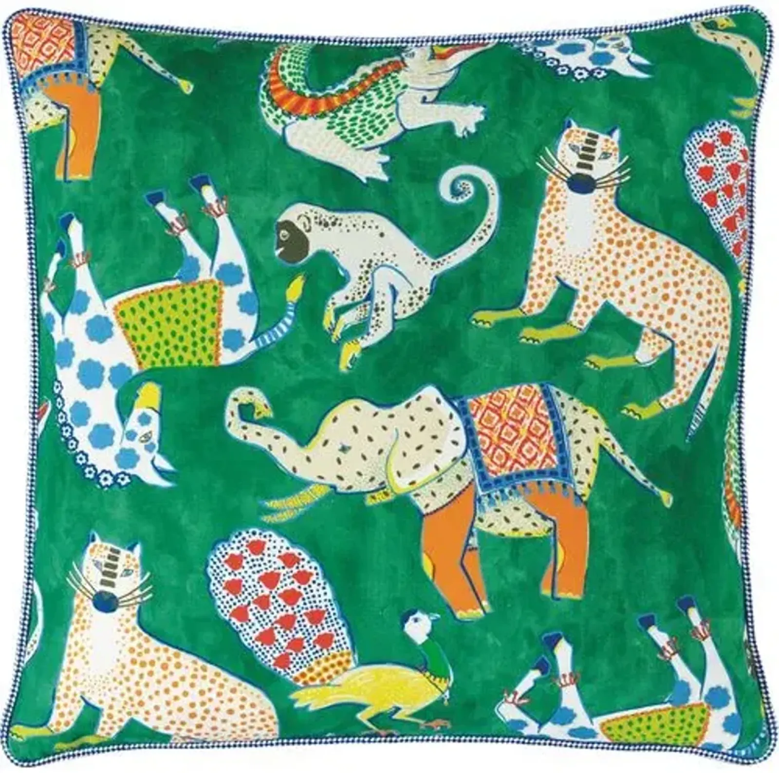 Tipu Reversible Animal Pillow - Green/Yellow