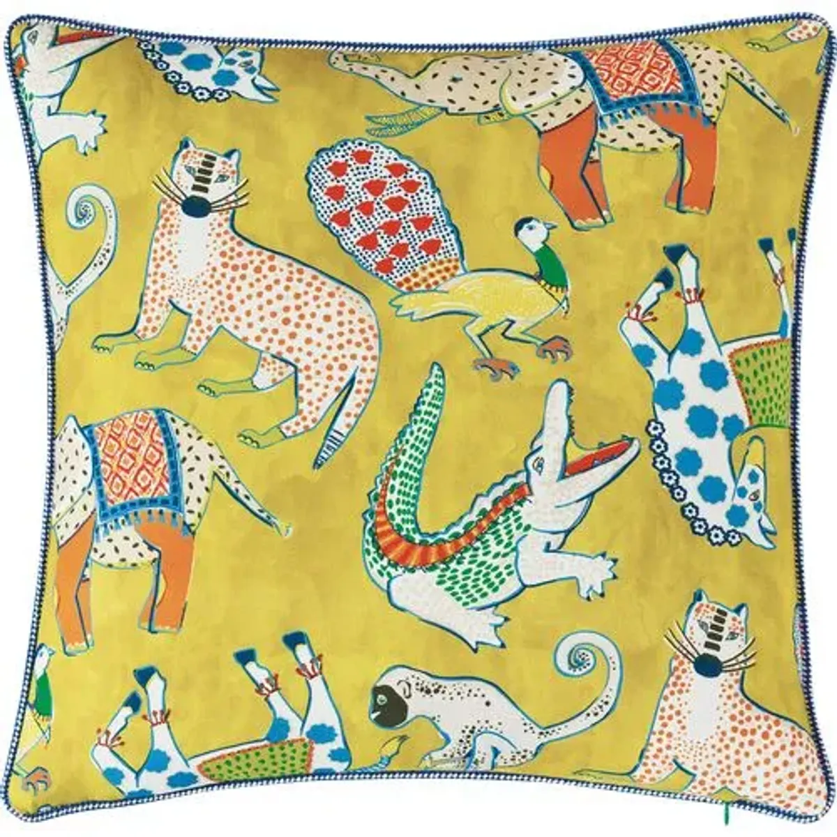 Tipu Reversible Animal Pillow - Green/Yellow