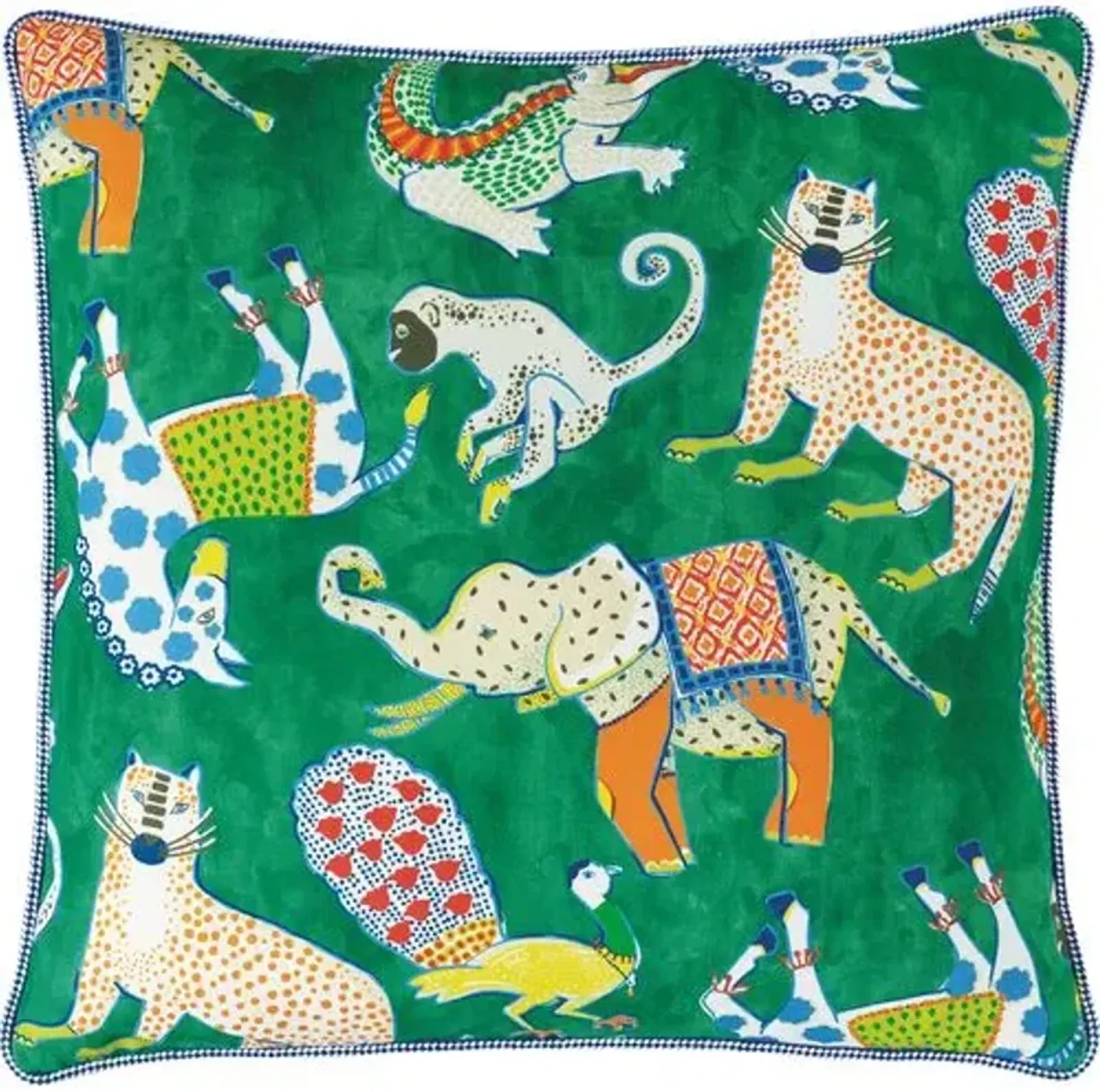 Tipu Reversible Animal Pillow - Green/Yellow