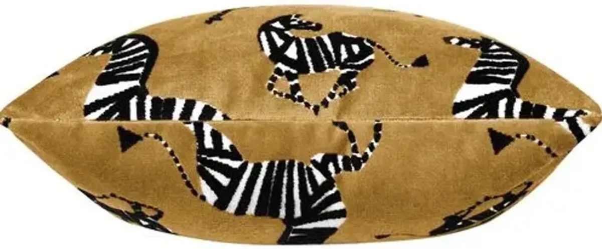 Kona Zebra Velvet Pillow - Gold