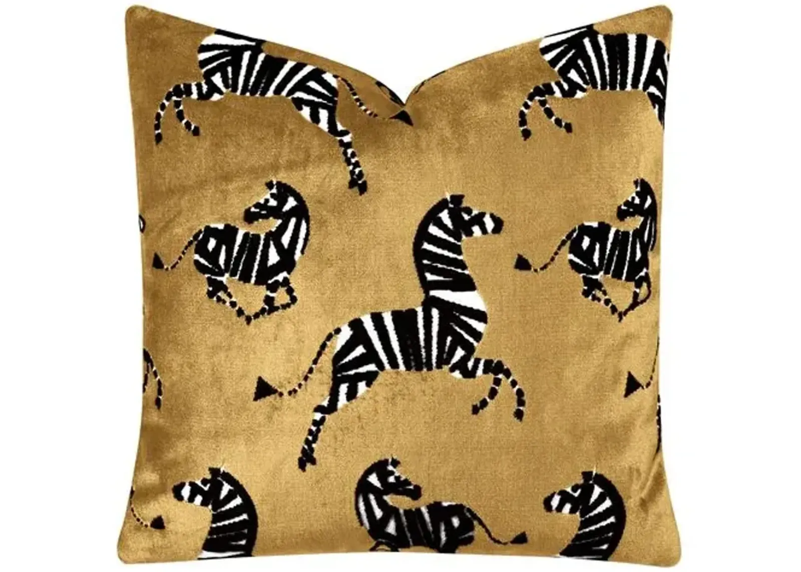 Kona Zebra Velvet Pillow - Gold