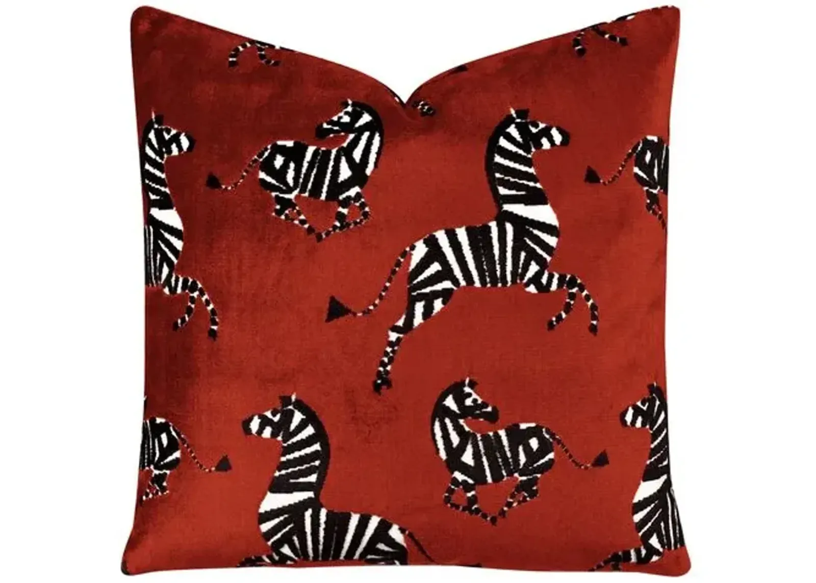 Kona Zebra Velvet Pillow - Red