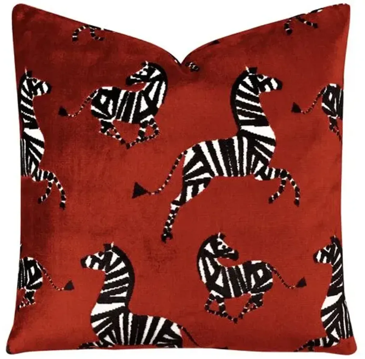 Kona Zebra Velvet Pillow - Red