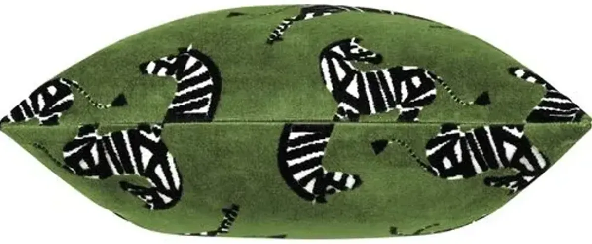 Kona Zebra Velvet Pillow - Green