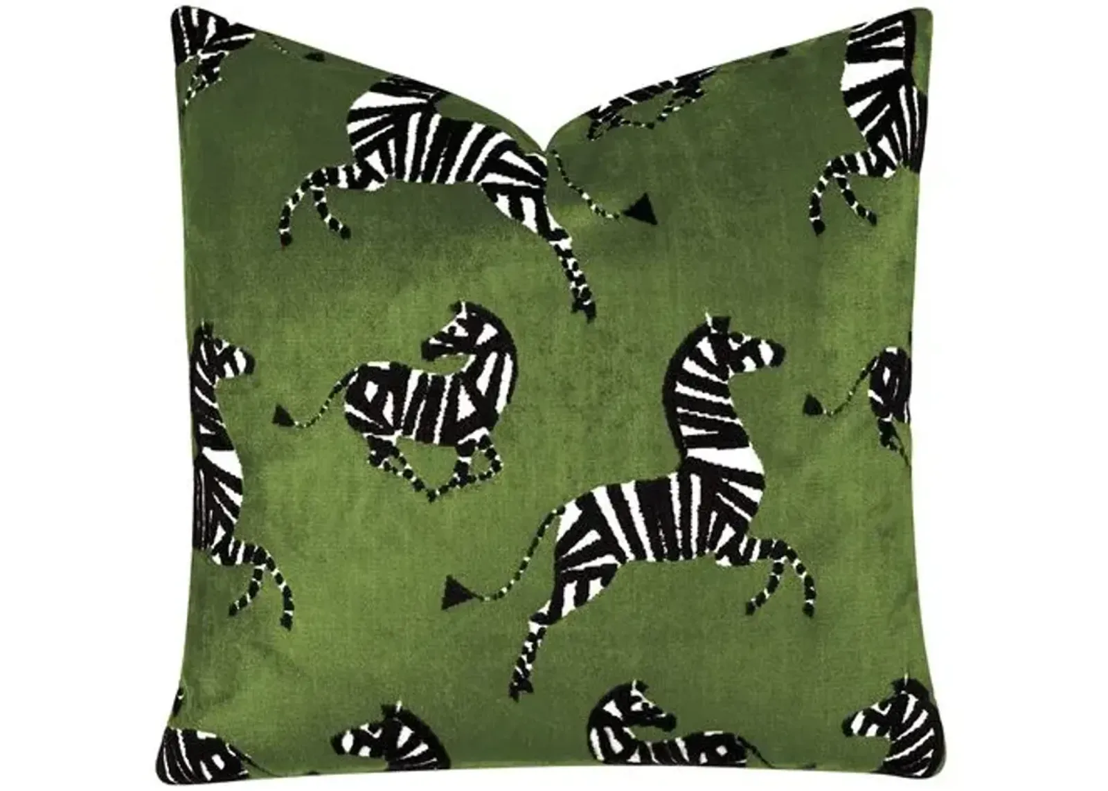 Kona Zebra Velvet Pillow - Green