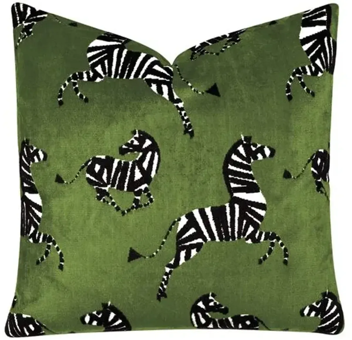 Kona Zebra Velvet Pillow - Green