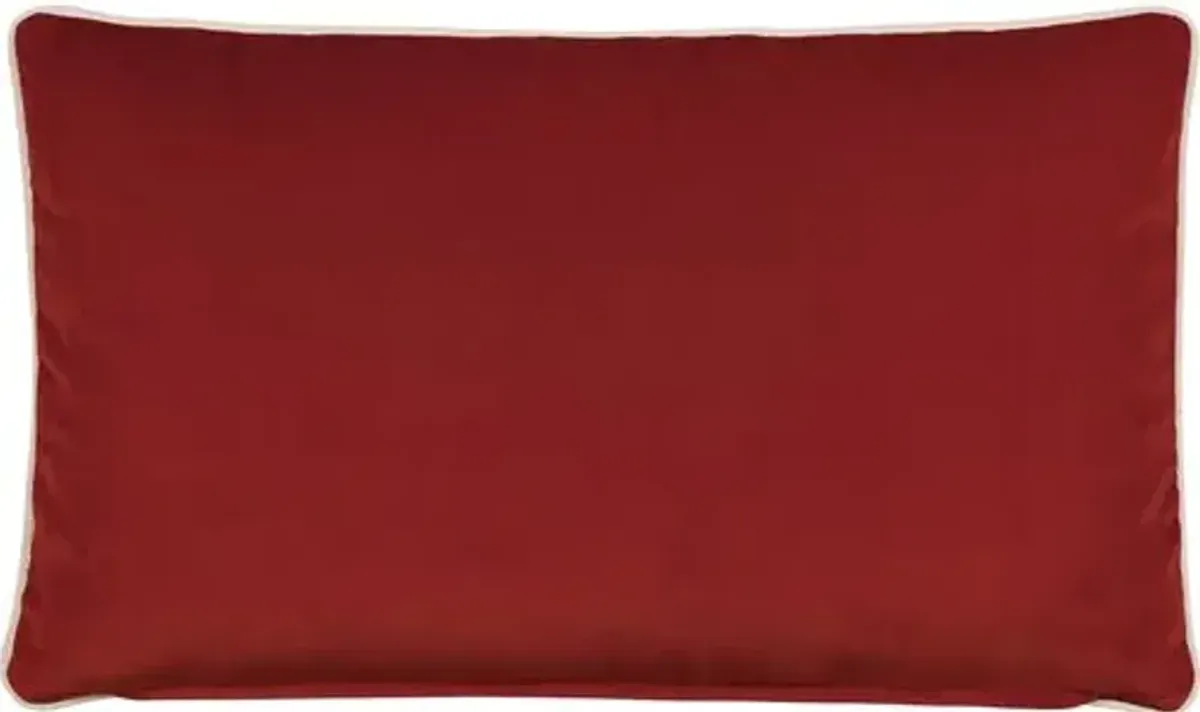 Kona Zebra Velvet Lumbar Pillow - Red