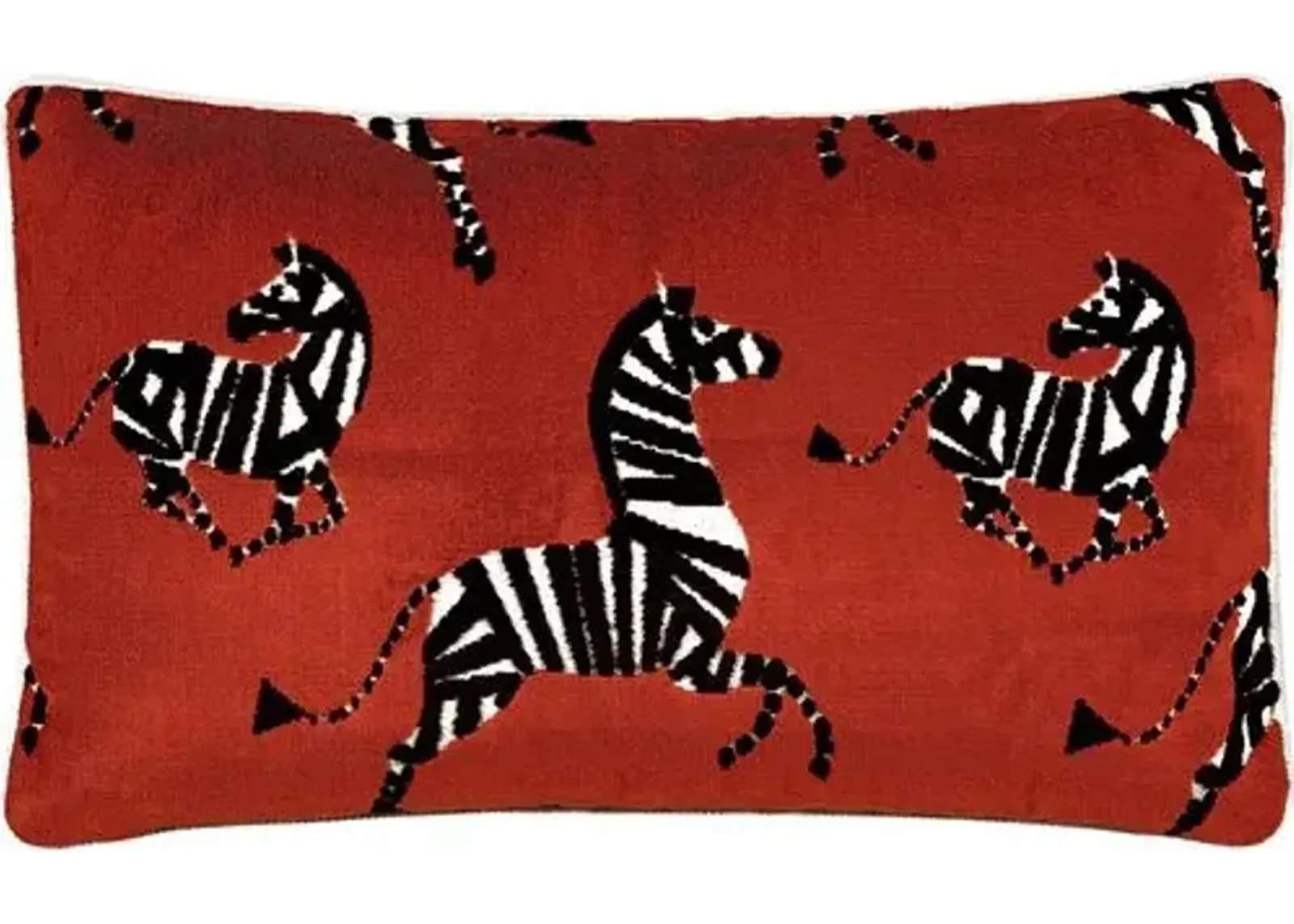 Kona Zebra Velvet Lumbar Pillow - Red